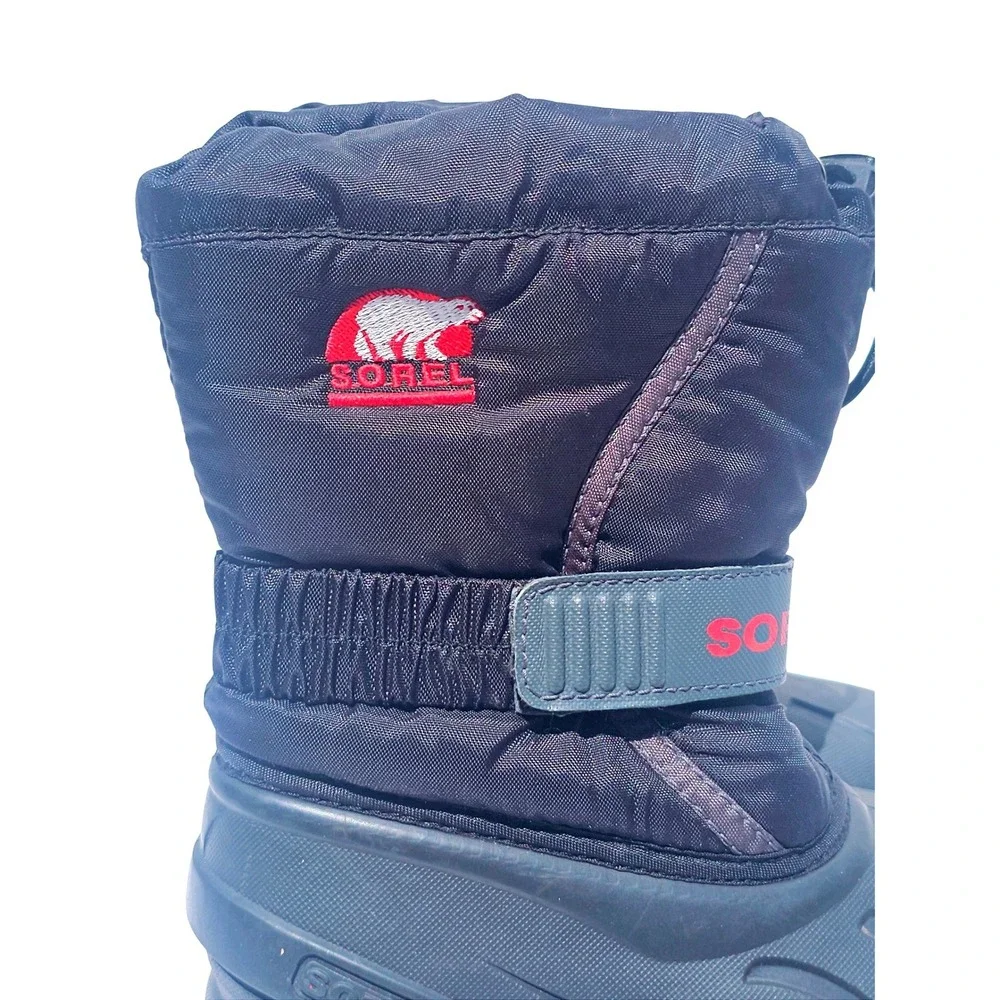 Sorel Flurry Black Red Kids Snow Boots Waterproof Insulated 10 Winter Outdoor